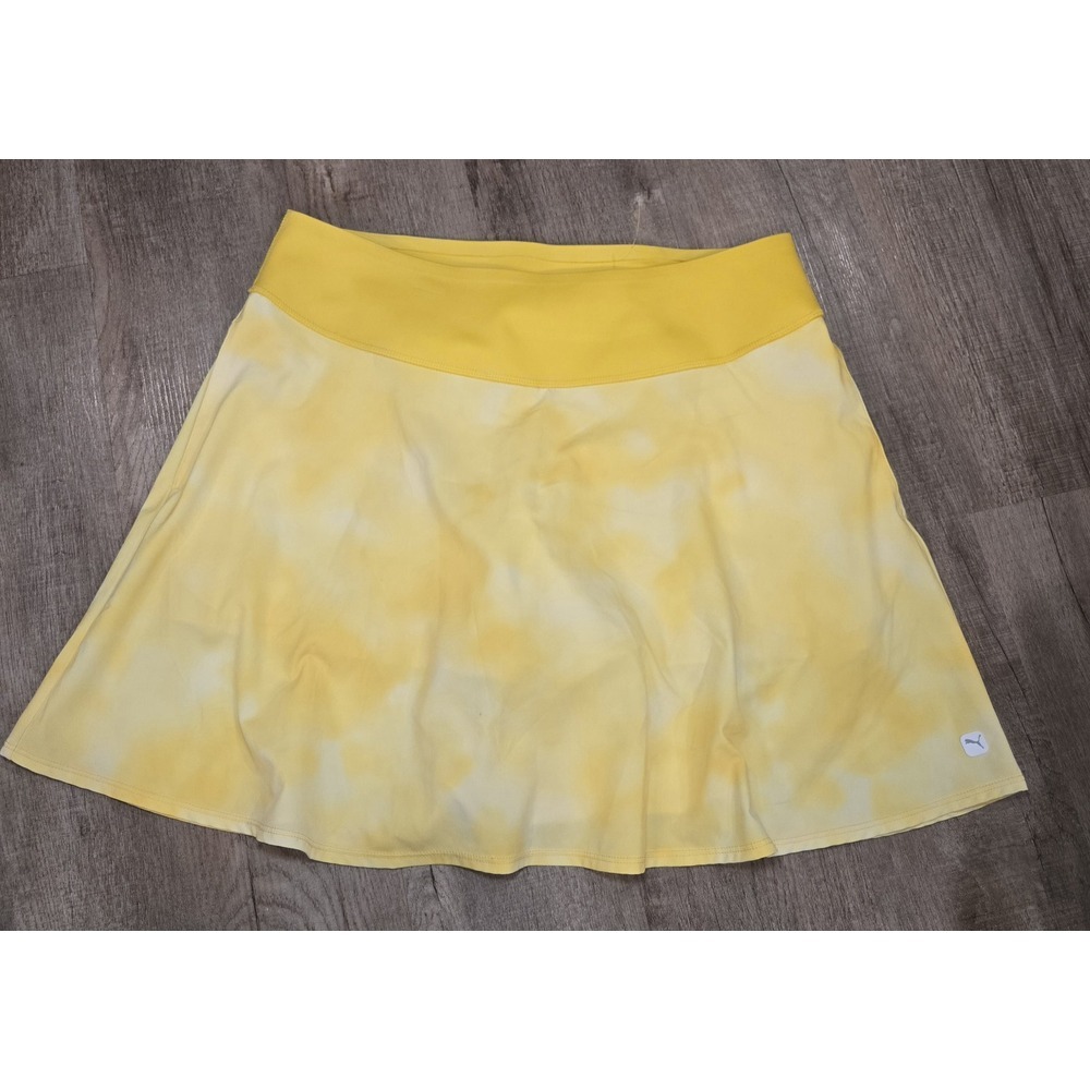 Ladies PUMA YELLOW TIE DYE POWER SHAPE Golf Tennis‎ Knit Skort - Large